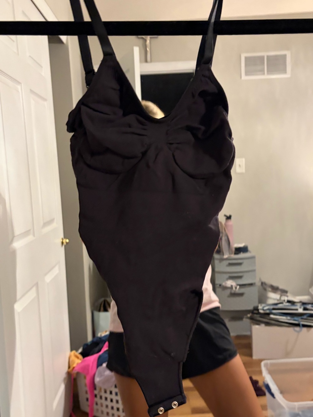 SKIMS Black Kids One-Piece Bodysuit with Thin Straps